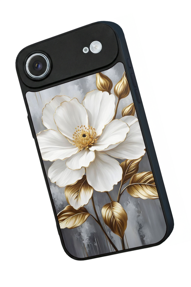 iPhone 17 Air Uyumlu Yaldizli Cicek Tasarımlı Glossy Premium Kılıf