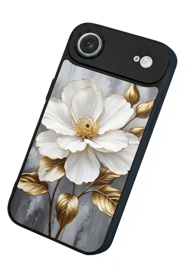 iPhone 17 Air Uyumlu Yaldizli Cicek Tasarımlı Glossy Premium Kılıf