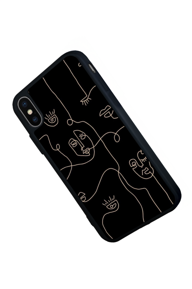 iPhone XS Max Uyumlu Line Art Tasarımlı Glossy Premium Kılıf