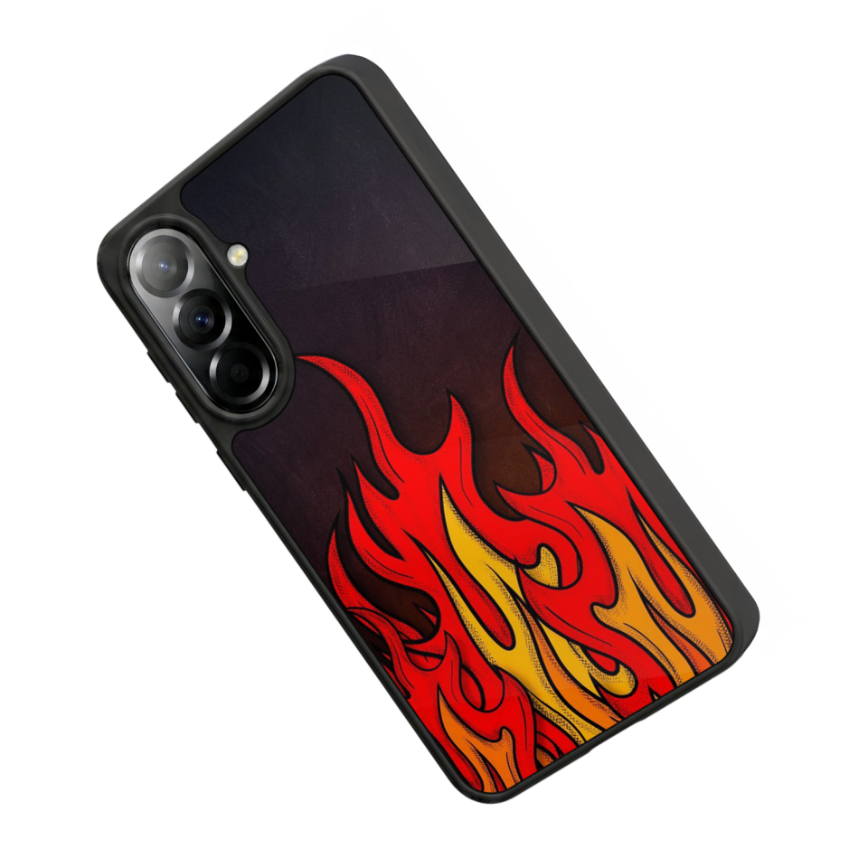Samsung Galaxy A57 Uyumlu Retro Flame Patterns Tasarımlı Glossy Premium Kılıf