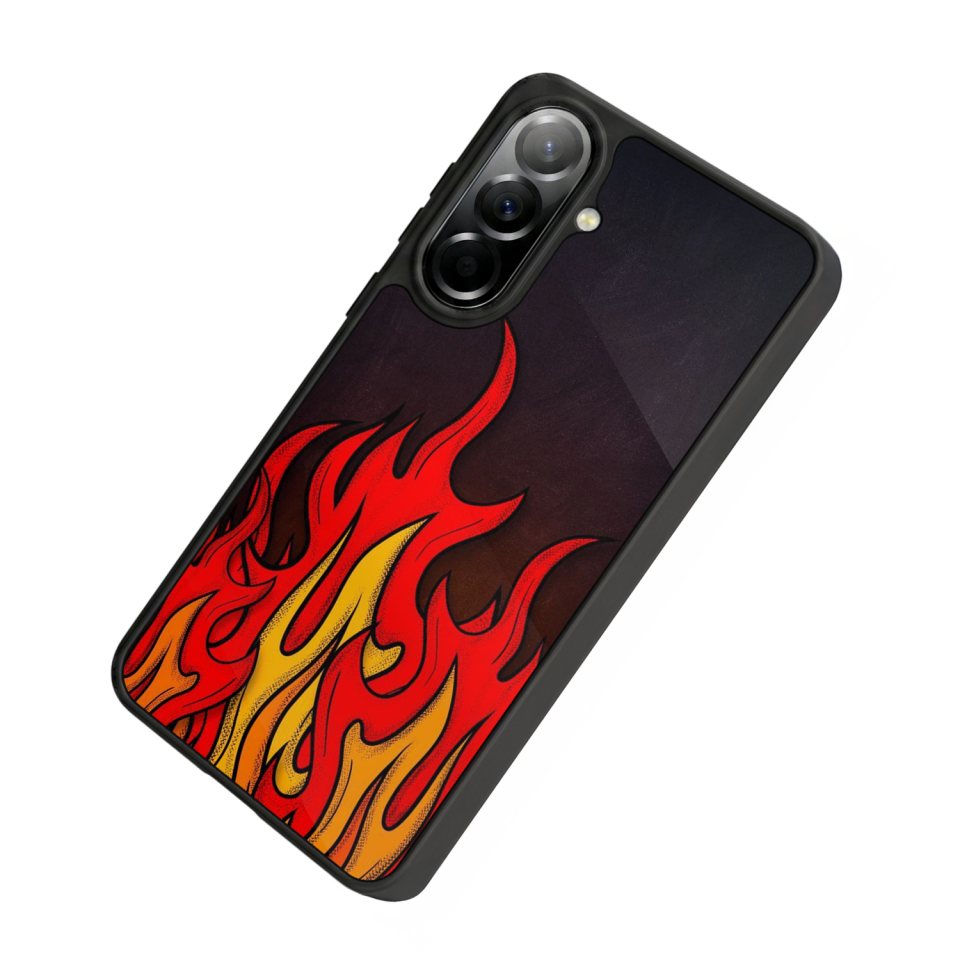 Samsung Galaxy A57 Uyumlu Retro Flame Patterns Tasarımlı Glossy Premium Kılıf