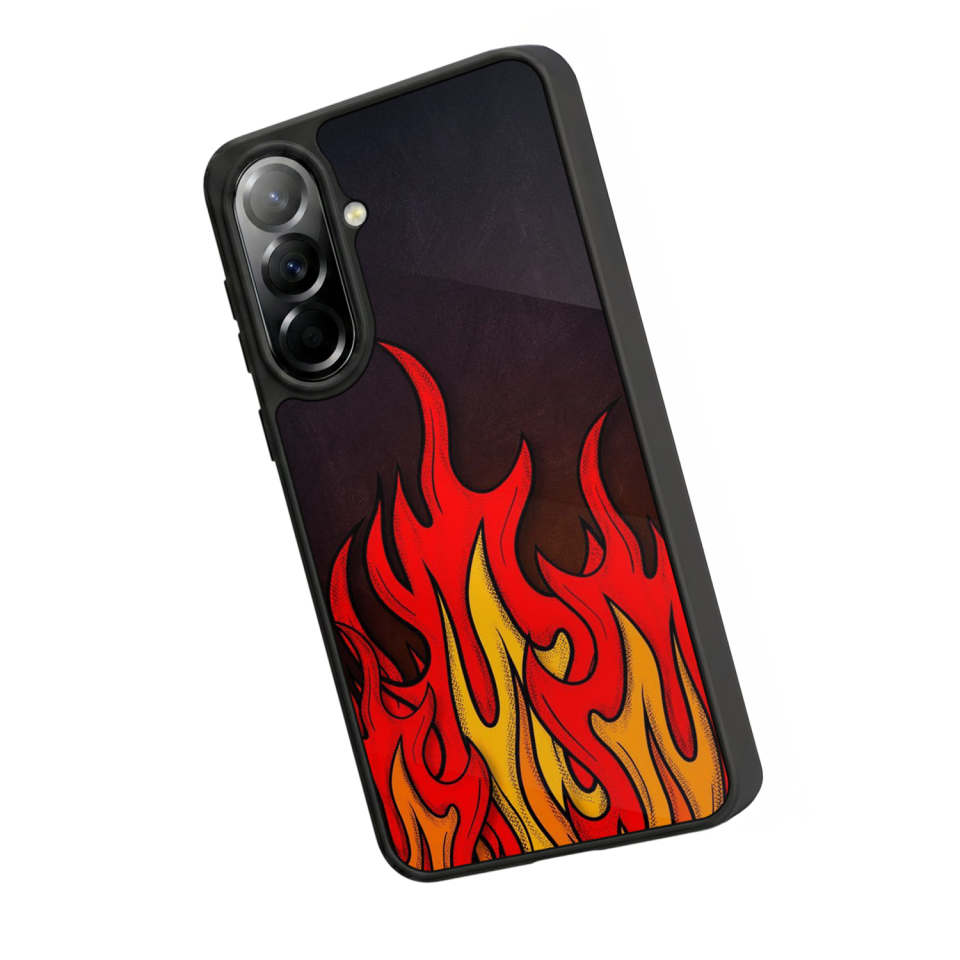 Samsung Galaxy A57 Uyumlu Retro Flame Patterns Tasarımlı Glossy Premium Kılıf