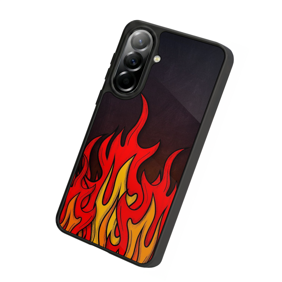 Samsung Galaxy A57 Uyumlu Retro Flame Patterns Tasarımlı Glossy Premium Kılıf