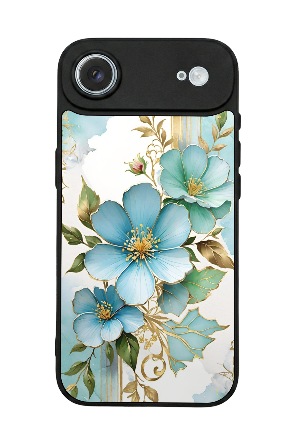 iPhone 17 Air Uyumlu Yaldizli Cicek Tasarımlı Glossy Premium Kılıf