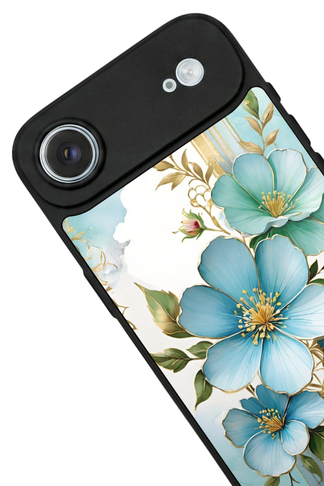 iPhone 17 Air Uyumlu Yaldizli Cicek Tasarımlı Glossy Premium Kılıf