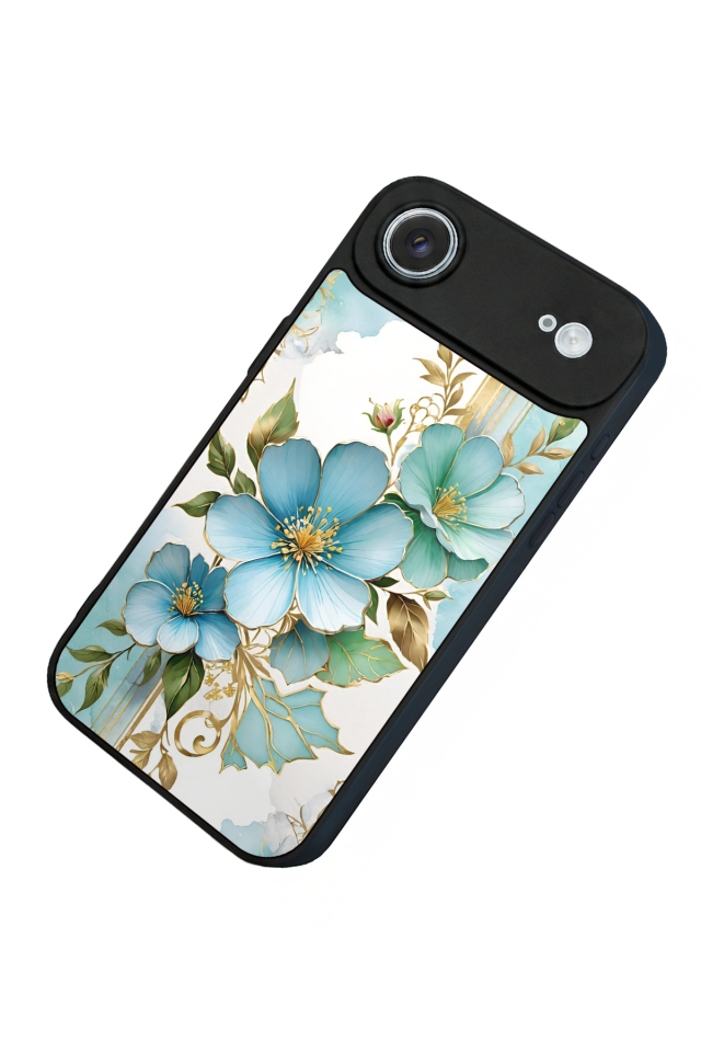 iPhone 17 Air Uyumlu Yaldizli Cicek Tasarımlı Glossy Premium Kılıf