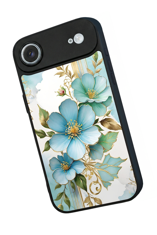 iPhone 17 Air Uyumlu Yaldizli Cicek Tasarımlı Glossy Premium Kılıf