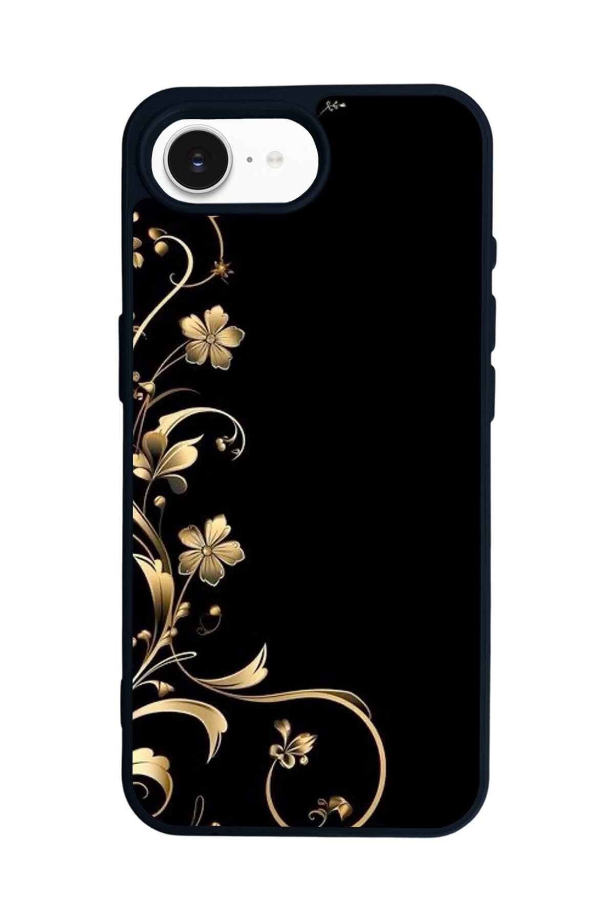 iPhone 16E Uyumlu Yaldizli Cicek Tasarımlı Glossy Premium Kılıf