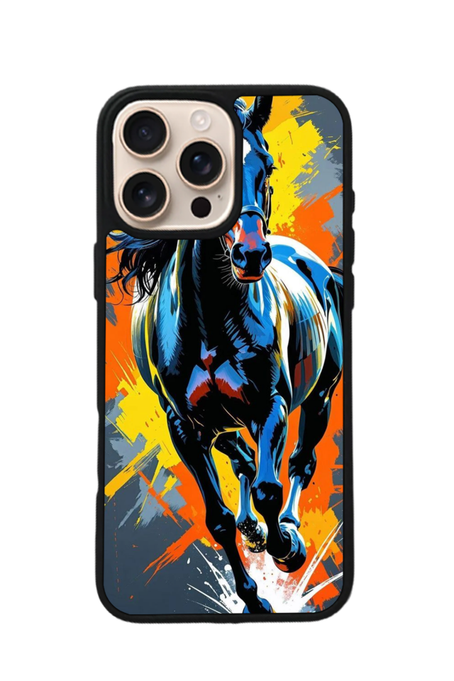 iPhone 15 Pro Uyumlu At Horse Tasarımlı Glossy Premium Kılıf