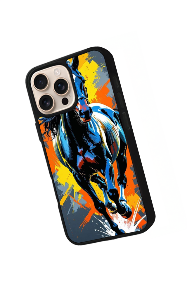 iPhone 15 Pro Uyumlu At Horse Tasarımlı Glossy Premium Kılıf