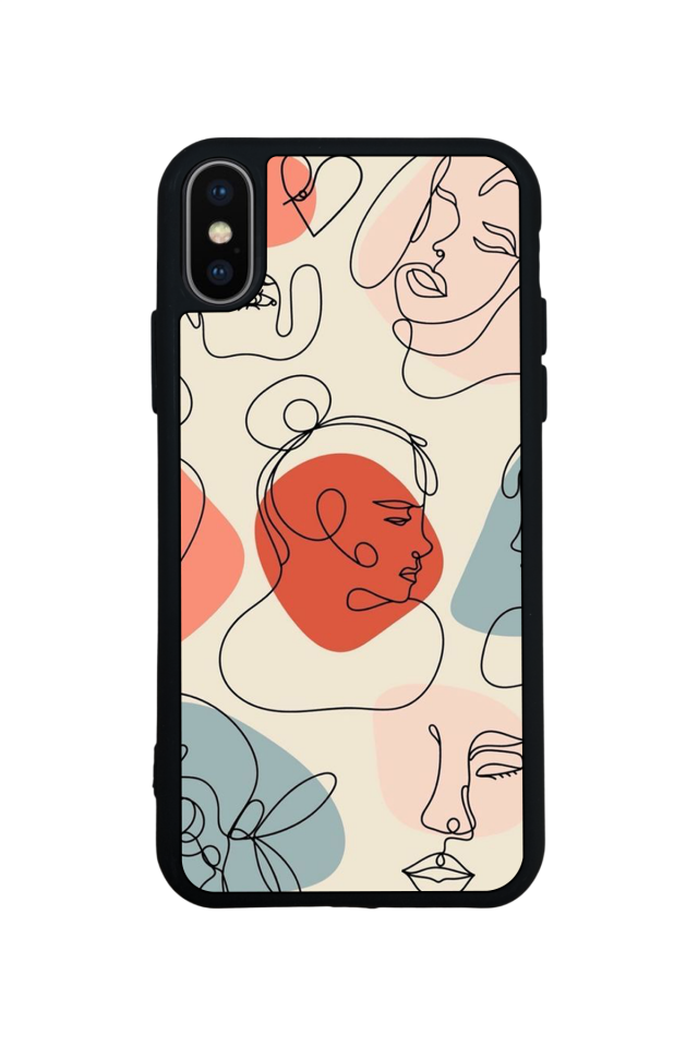 iPhone XS Max Uyumlu Line Art Tasarımlı Glossy Premium Kılıf