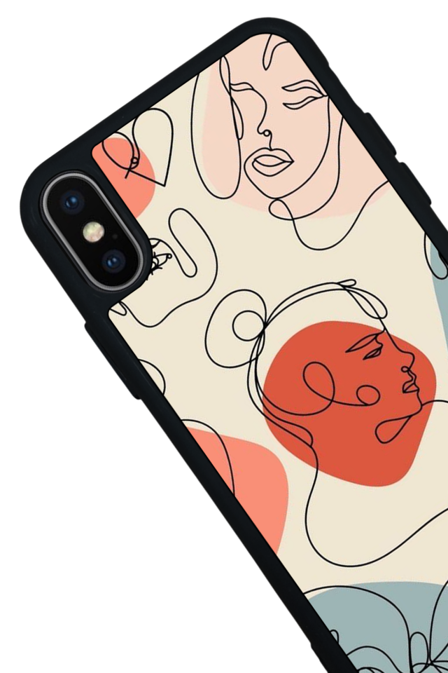 iPhone XS Max Uyumlu Line Art Tasarımlı Glossy Premium Kılıf