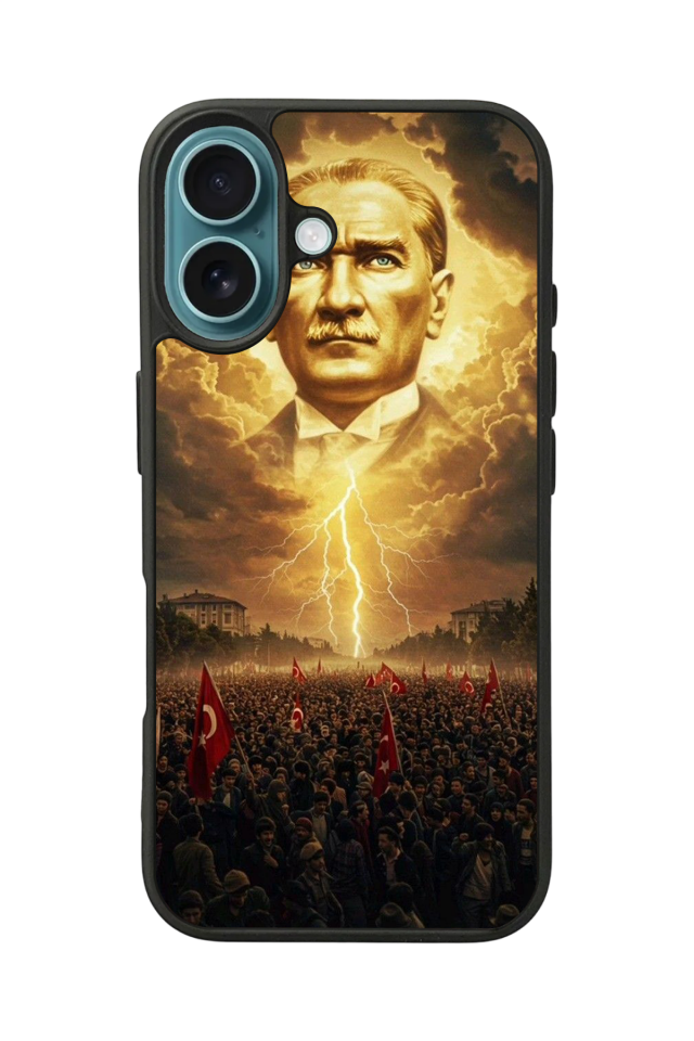 iPhone 16 Plus Uyumlu Mustafa Kemal Ataturk Tasarımlı Glossy Premium Kılıf