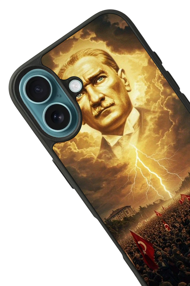 iPhone 16 Plus Uyumlu Mustafa Kemal Ataturk Tasarımlı Glossy Premium Kılıf