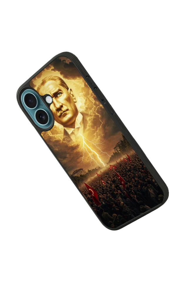 iPhone 16 Plus Uyumlu Mustafa Kemal Ataturk Tasarımlı Glossy Premium Kılıf