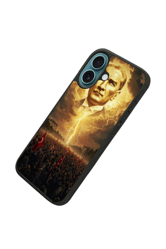 iPhone 16 Plus Uyumlu Mustafa Kemal Ataturk Tasarımlı Glossy Premium Kılıf