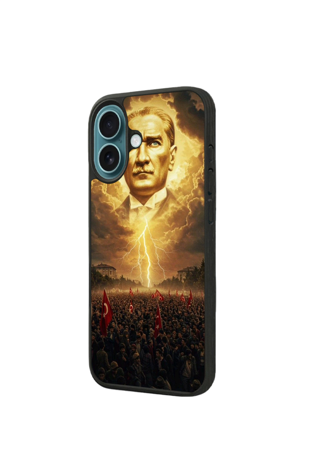iPhone 16 Plus Uyumlu Mustafa Kemal Ataturk Tasarımlı Glossy Premium Kılıf