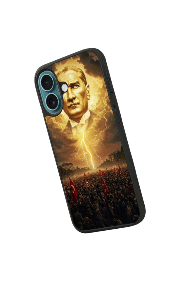iPhone 16 Plus Uyumlu Mustafa Kemal Ataturk Tasarımlı Glossy Premium Kılıf