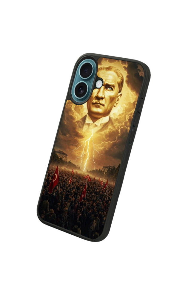iPhone 16 Plus Uyumlu Mustafa Kemal Ataturk Tasarımlı Glossy Premium Kılıf