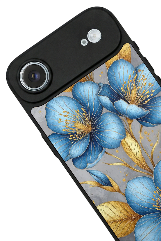iPhone 17 Air Uyumlu Yaldizli Cicek Tasarımlı Glossy Premium Kılıf