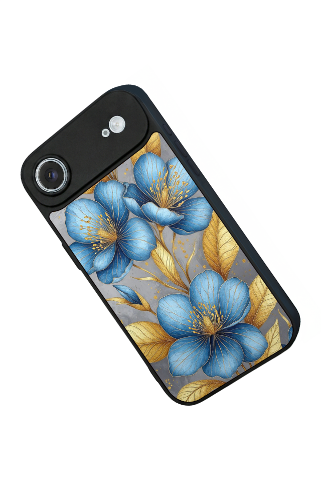 iPhone 17 Air Uyumlu Yaldizli Cicek Tasarımlı Glossy Premium Kılıf
