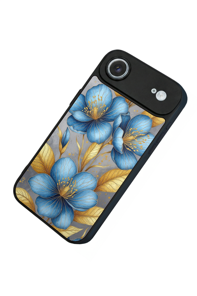 iPhone 17 Air Uyumlu Yaldizli Cicek Tasarımlı Glossy Premium Kılıf