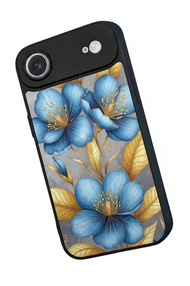 iPhone 17 Air Uyumlu Yaldizli Cicek Tasarımlı Glossy Premium Kılıf