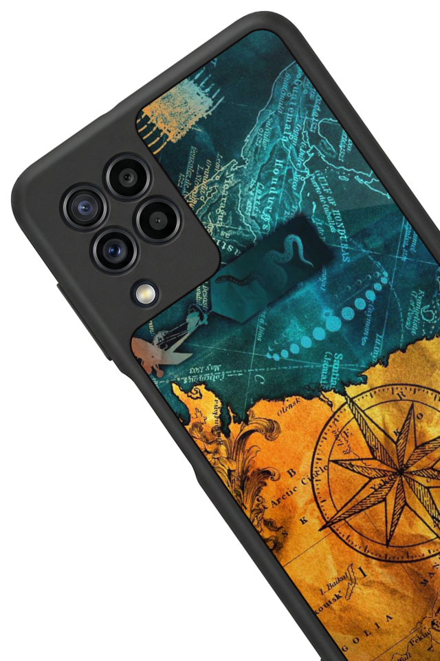 Samsung Galaxy M22 Uyumlu Pusula Tasarımlı Glossy Premium Kılıf