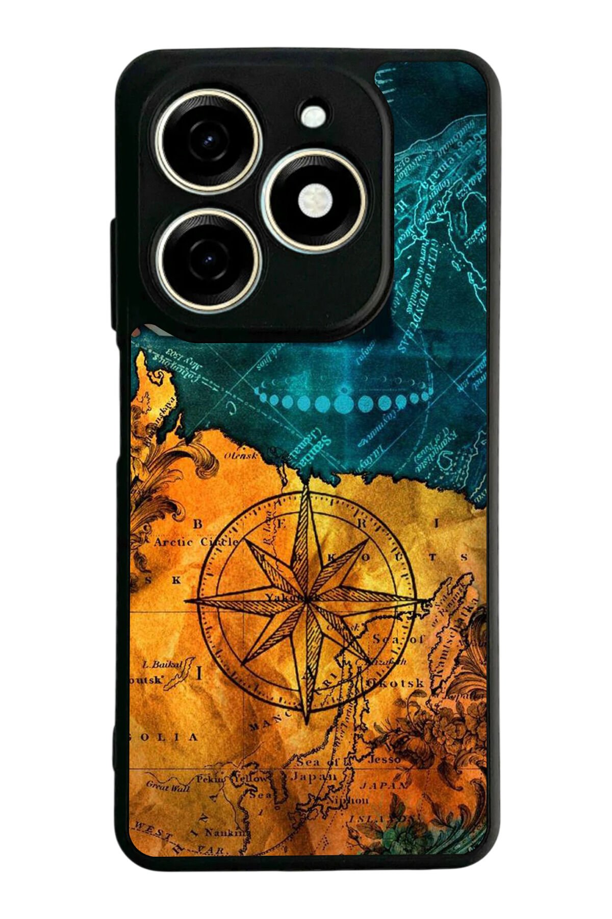 Infınıx Smart 8 Pro Uyumlu Harita Tasarımlı Glossy Premium Kılıf