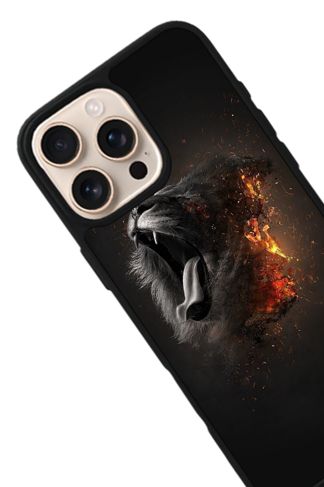 iPhone 15 Pro Max Uyumlu Aslan Tasarımlı Glossy Premium Kılıf