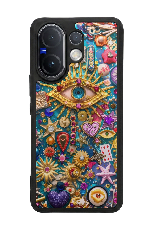 Vivo V60 Uyumlu Göz Tasarımlı Glossy Premium Kılıf