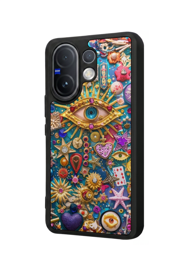Vivo V60 Uyumlu Göz Tasarımlı Glossy Premium Kılıf