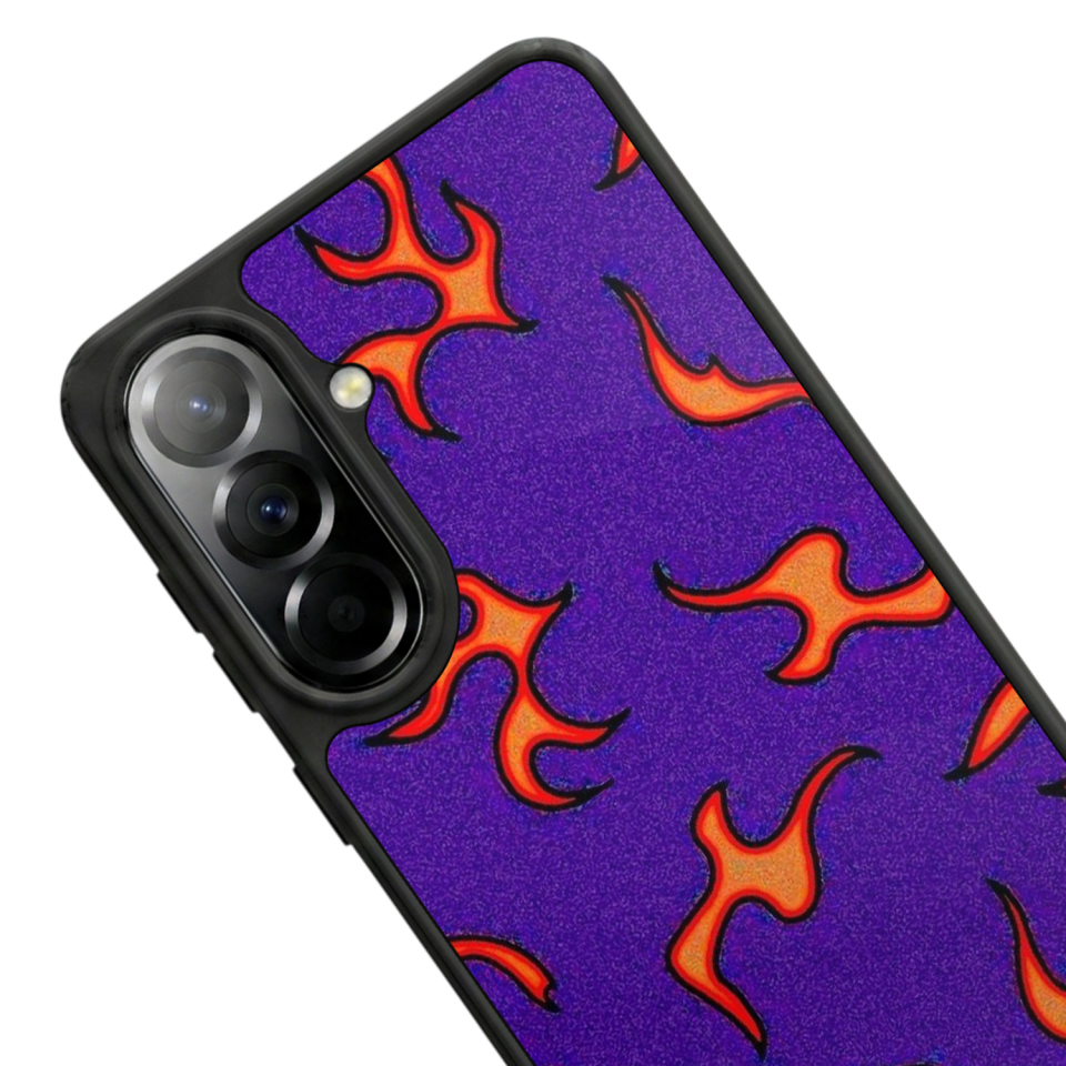Samsung Galaxy A57 Uyumlu Retro Flame Patterns Tasarımlı Glossy Premium Kılıf