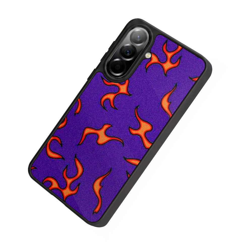 Samsung Galaxy A57 Uyumlu Retro Flame Patterns Tasarımlı Glossy Premium Kılıf