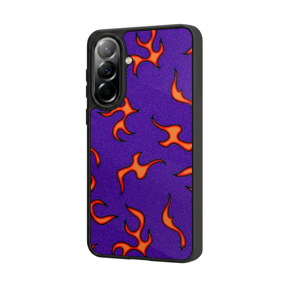 Samsung Galaxy A57 Uyumlu Retro Flame Patterns Tasarımlı Glossy Premium Kılıf