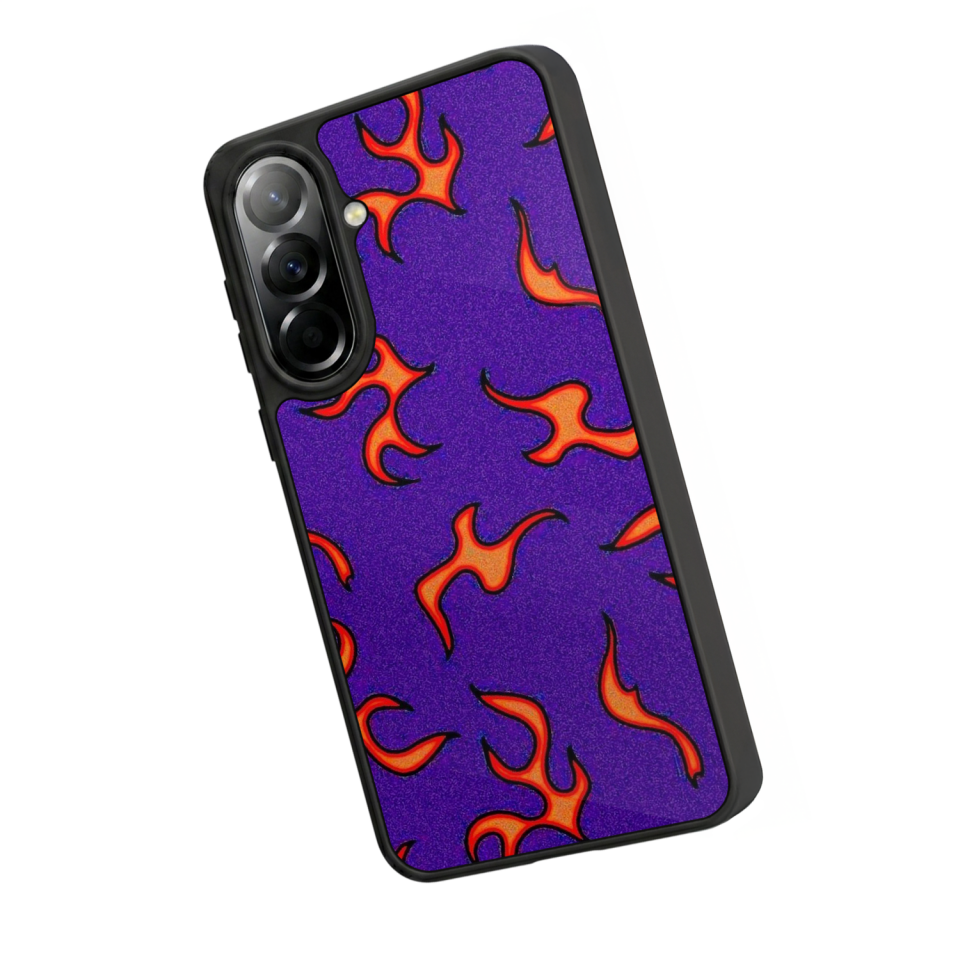 Samsung Galaxy A57 Uyumlu Retro Flame Patterns Tasarımlı Glossy Premium Kılıf