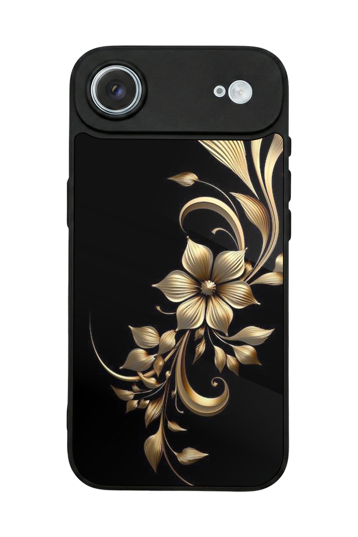 iPhone 17 Air Uyumlu Yaldizli Cicek Tasarımlı Glossy Premium Kılıf