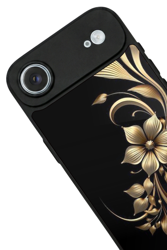 iPhone 17 Air Uyumlu Yaldizli Cicek Tasarımlı Glossy Premium Kılıf