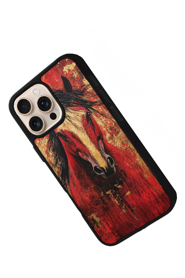 iPhone 15 Pro Uyumlu At Horse Tasarımlı Glossy Premium Kılıf