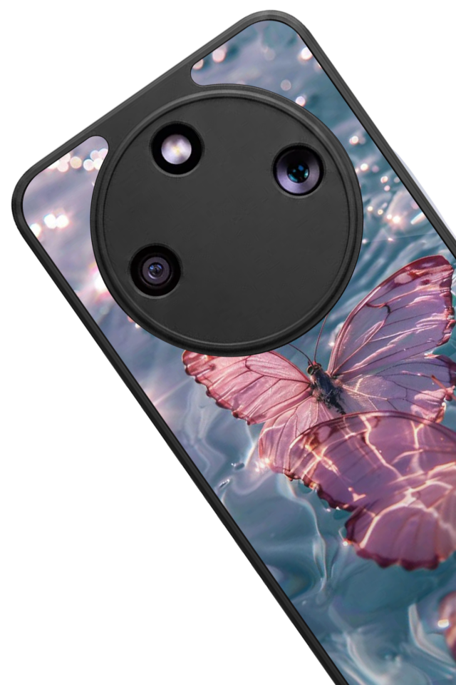 Honor Magic 8 Lite Uyumlu Kelebek Tasarımlı Glossy Premium Kılıf