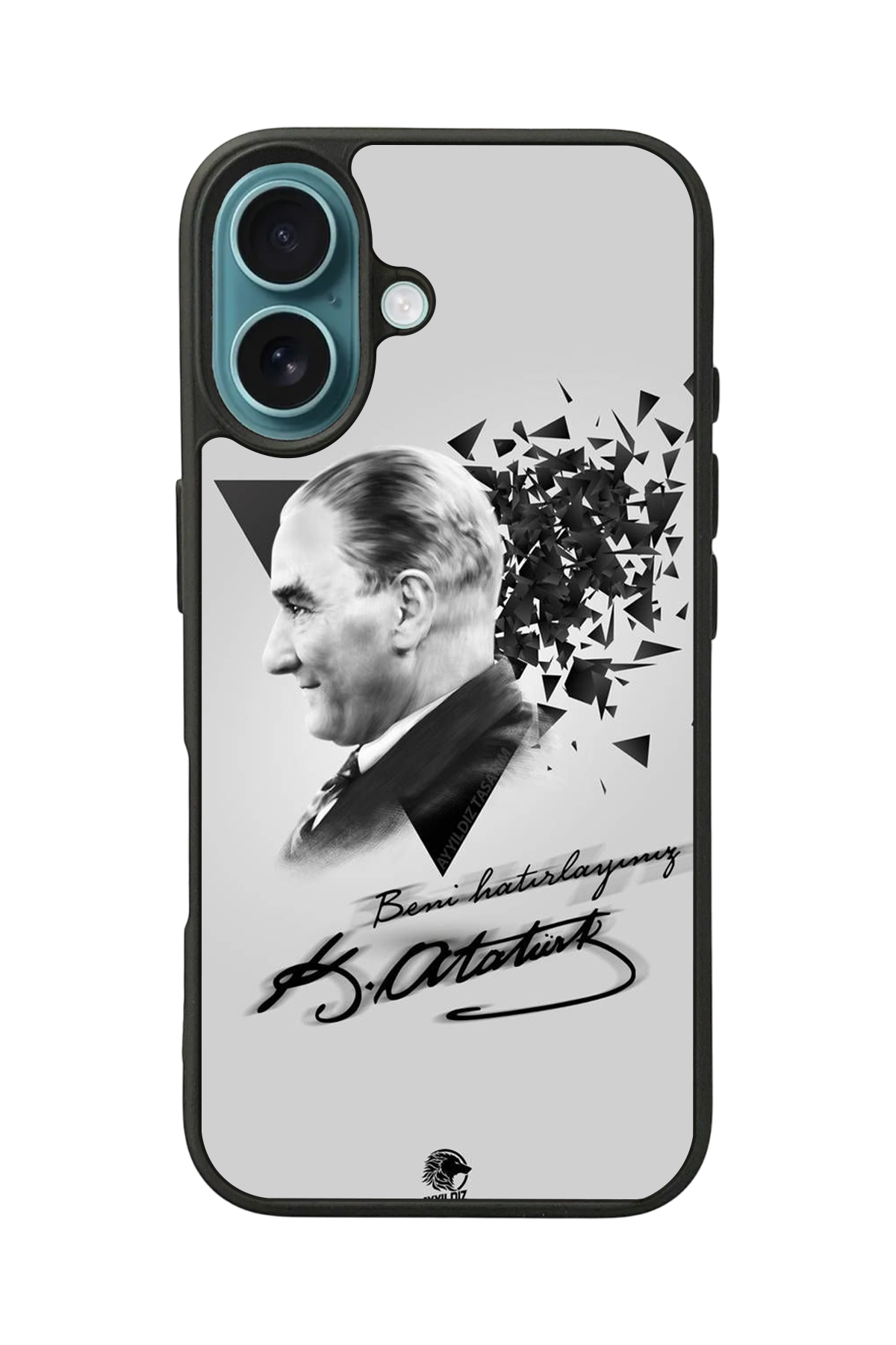 iPhone 16 Plus Uyumlu Mustafa Kemal Ataturk Tasarımlı Glossy Premium Kılıf