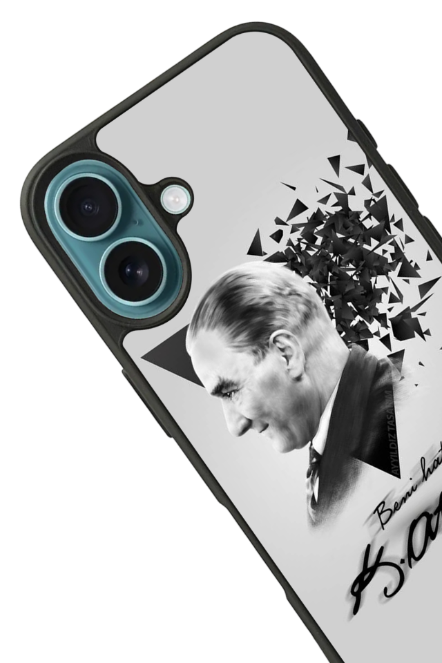 iPhone 16 Plus Uyumlu Mustafa Kemal Ataturk Tasarımlı Glossy Premium Kılıf