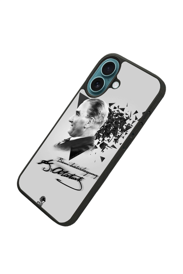 iPhone 16 Plus Uyumlu Mustafa Kemal Ataturk Tasarımlı Glossy Premium Kılıf