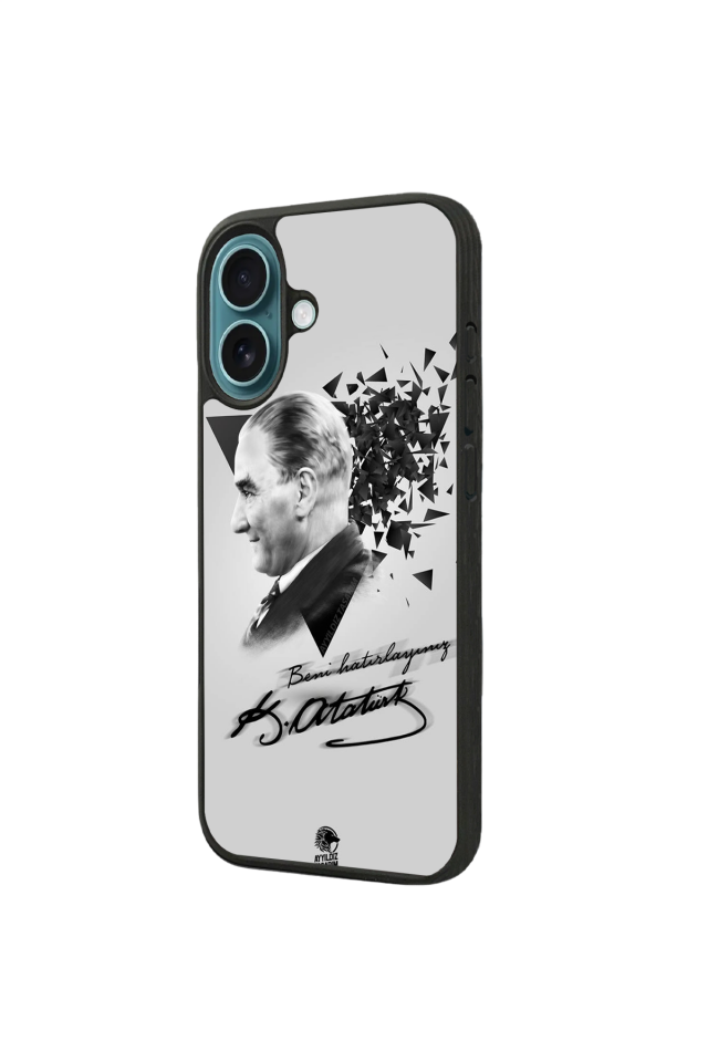 iPhone 16 Plus Uyumlu Mustafa Kemal Ataturk Tasarımlı Glossy Premium Kılıf