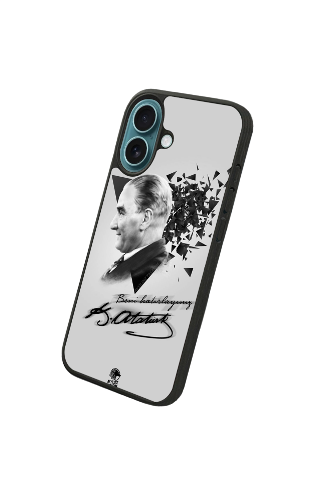 iPhone 16 Plus Uyumlu Mustafa Kemal Ataturk Tasarımlı Glossy Premium Kılıf