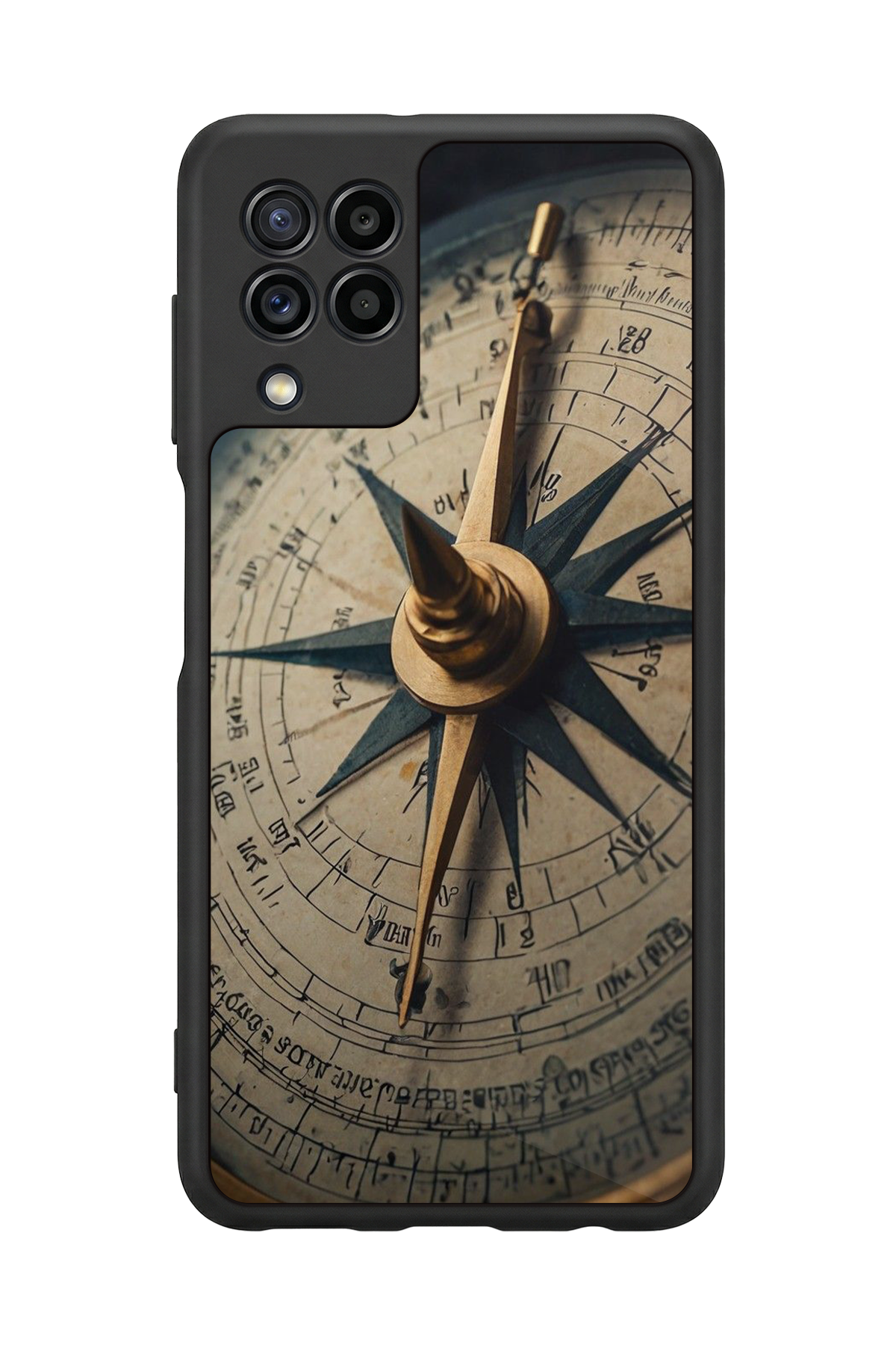 Samsung Galaxy M22 Uyumlu Pusula Tasarımlı Glossy Premium Kılıf