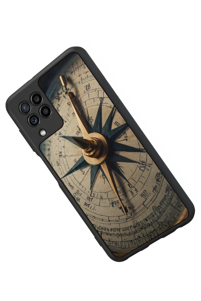 Samsung Galaxy M22 Uyumlu Pusula Tasarımlı Glossy Premium Kılıf
