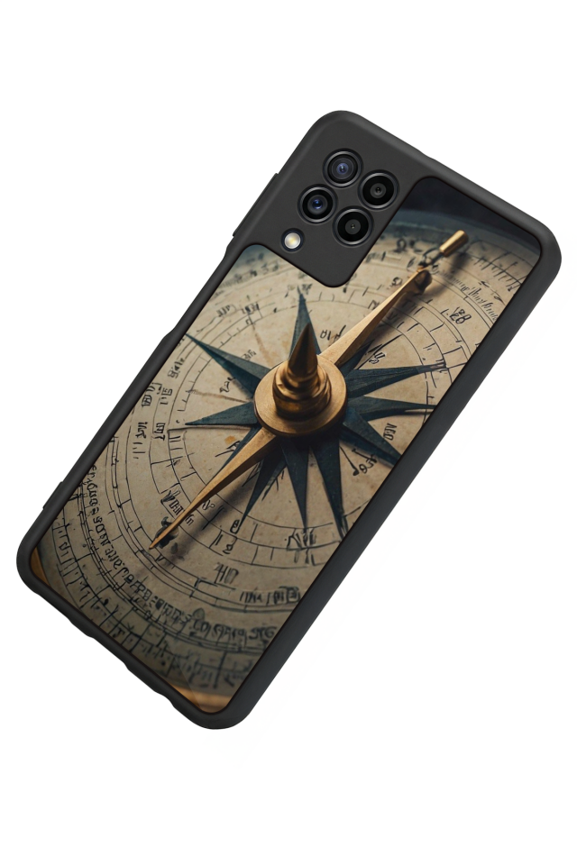 Samsung Galaxy M22 Uyumlu Pusula Tasarımlı Glossy Premium Kılıf