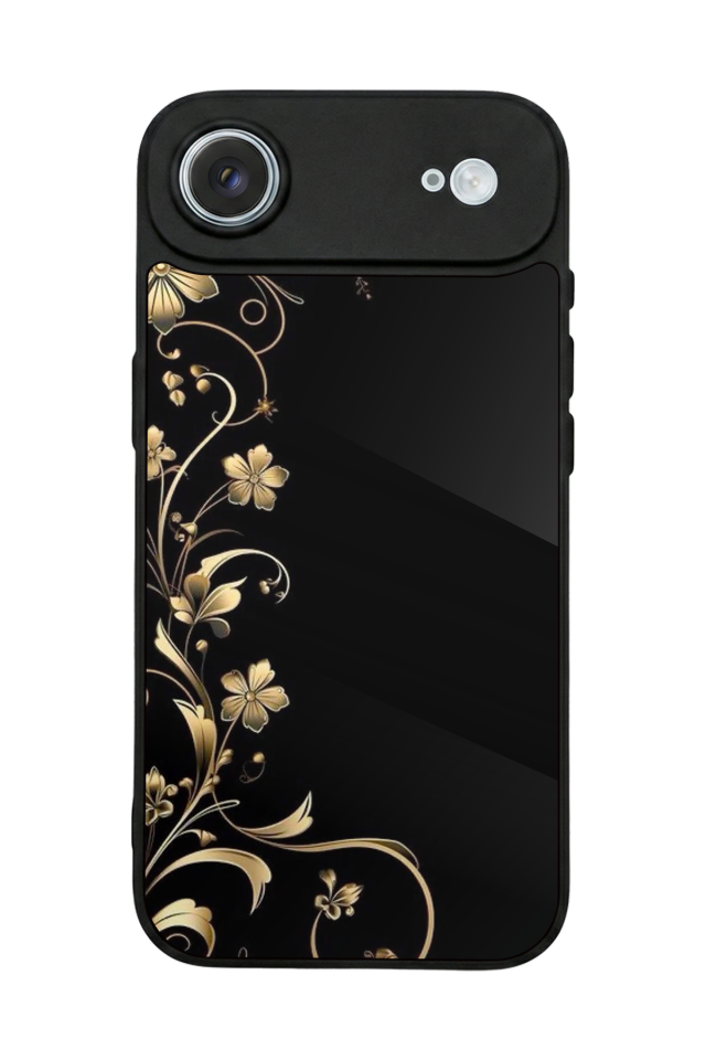 iPhone 17 Air Uyumlu Yaldizli Cicek Tasarımlı Glossy Premium Kılıf