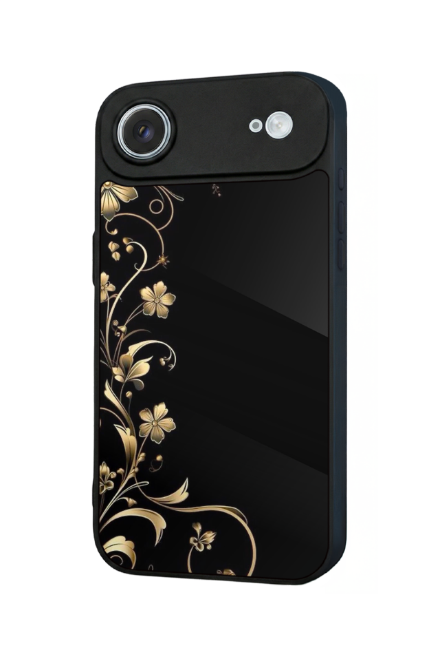 iPhone 17 Air Uyumlu Yaldizli Cicek Tasarımlı Glossy Premium Kılıf